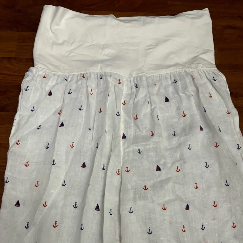 For Cynthia Beachwear 100% Linen Wide Leg Pants White Nautical Boho Size Medium - Picture 2 of 12